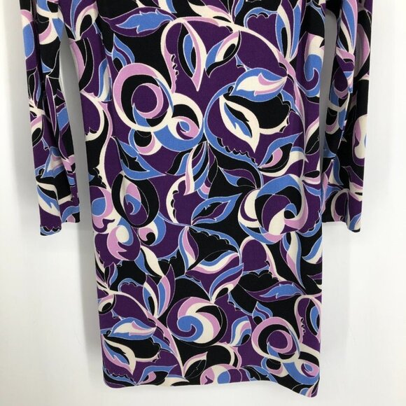 Juicy Couture Purple Black Abstract Long sleeve Viscose Mini  Dress size S - Picture 8 of 16
